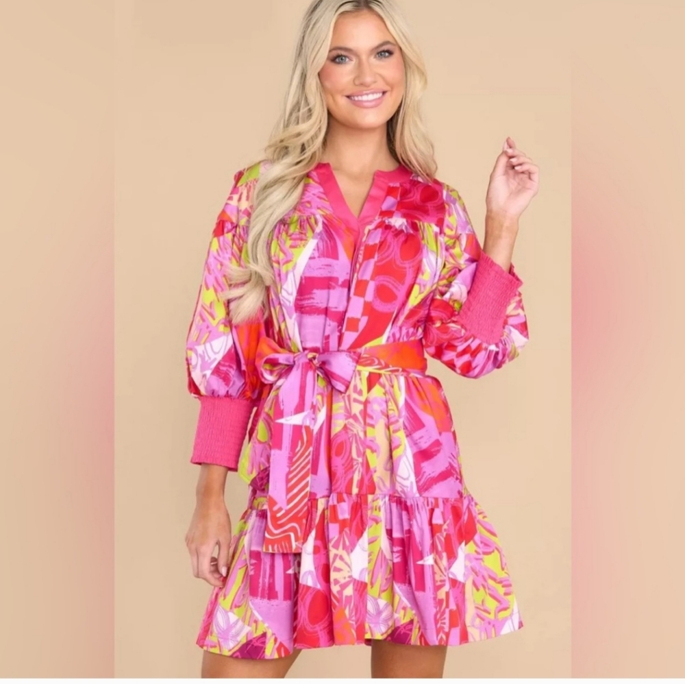 Alden Adair Dresses Charlotte Tiered Belted  Dress‎
